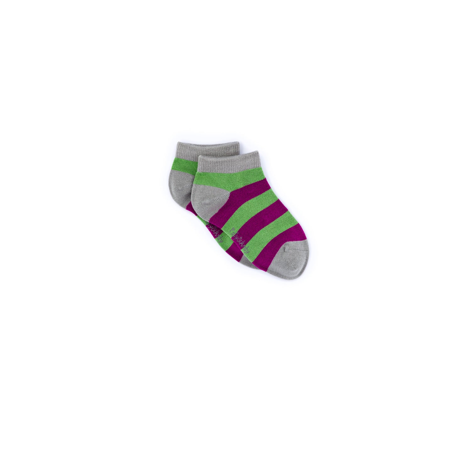 Sage & Purple Stripe Bamboo Ankle Sock (seamless toe)