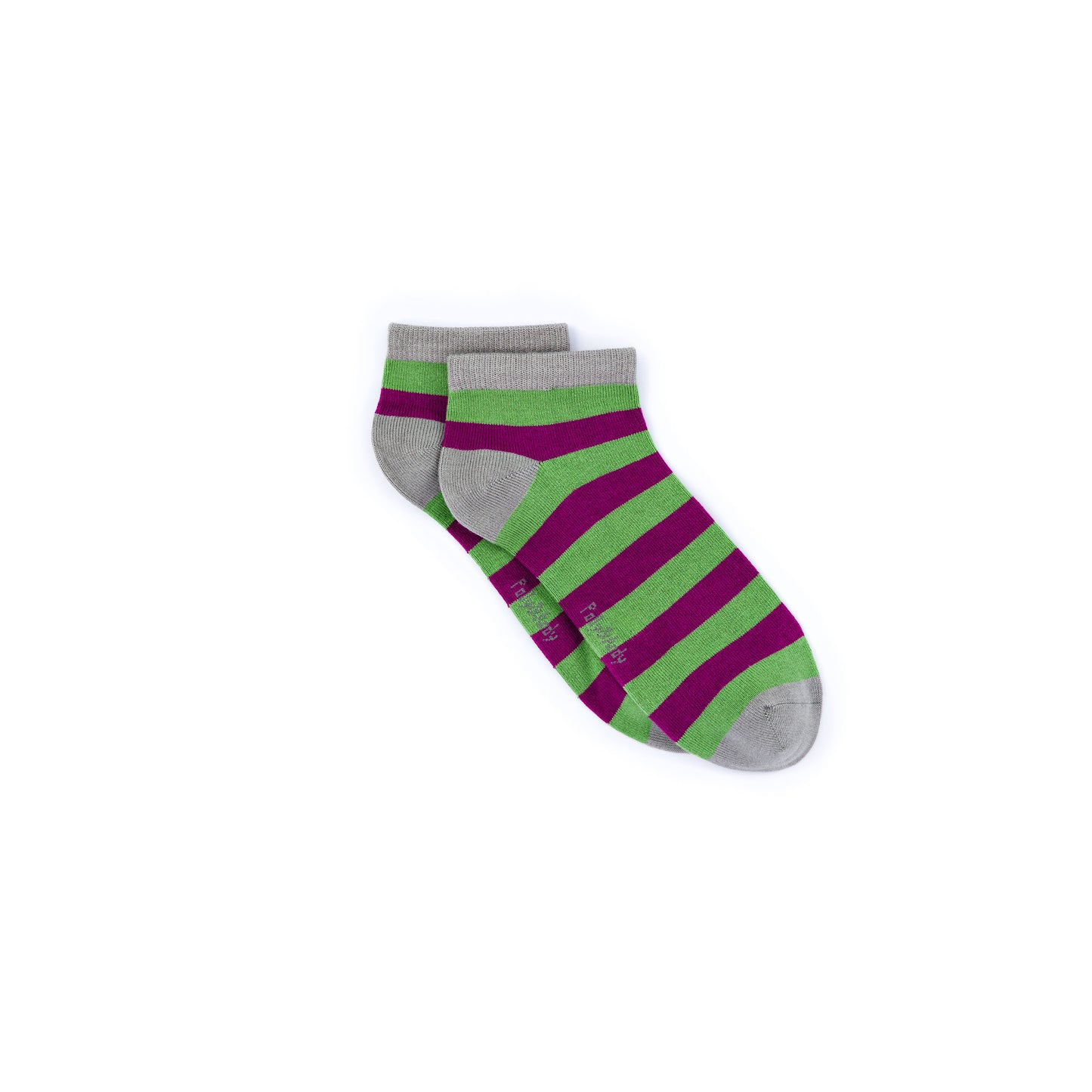 Sage & Purple Stripe Bamboo Ankle Sock (seamless toe)